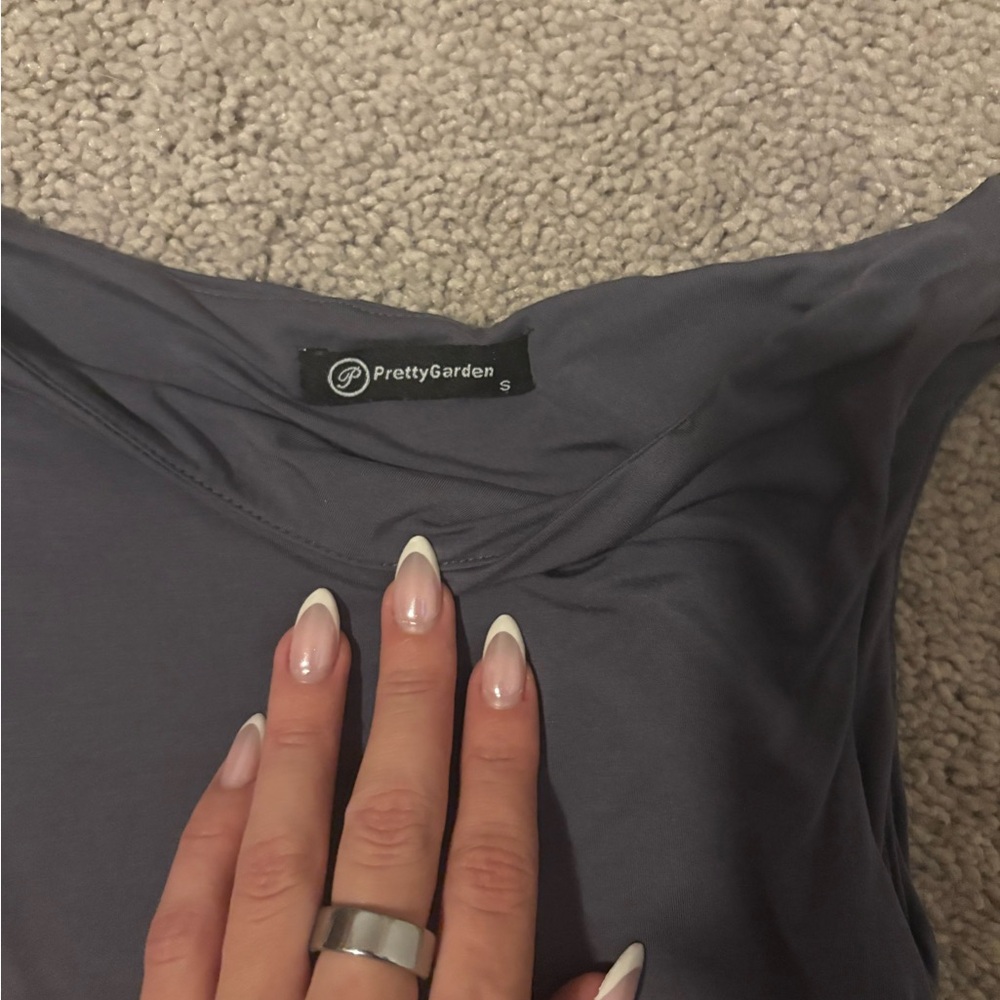 Gray One-Shoulder Top - Picture 2 of 2